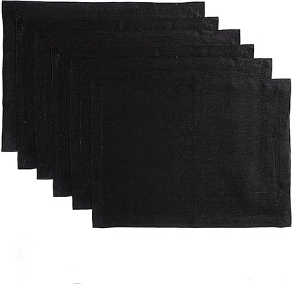 Solino Home Linen Black Placemats Set of 6 - 100% Pure Linen Placemats 14 x 19 Inch for Winter, Easter - Fete