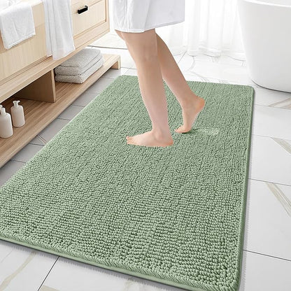 OLANLY Bathroom Rugs 59x35, Extra Soft Absorbent Chenille Bath Rugs, Rubber Backing Quick Dry, Machine Washable Bath Mats for Bathroom Floor, Tub and Shower, Home Decor Accessories, Sage Green