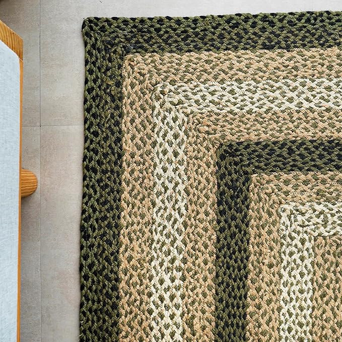 Traditional Jute Braided Rug, Rustic Country Décor for Kitchen, Living Room, Dining Room, Bedroom, Meadow, 6'X9'