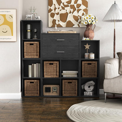 Homes: Inside + Out Apexa 2-Drawer Wooden Stackable Storage Drawers, Small Food Pantry Cabinet, Cajonera De Madera, Underbed Drawer Dorm Teen Room Decor & Bedroom, Home Office, Kitchen, Black