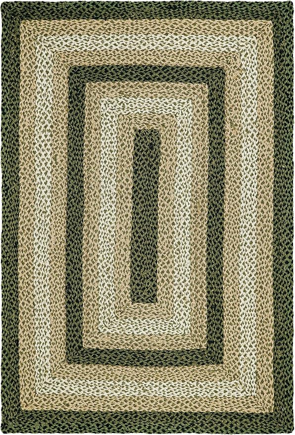 Traditional Jute Braided Rug, Rustic Country Décor for Kitchen, Living Room, Dining Room, Bedroom, Meadow, 6'X9'