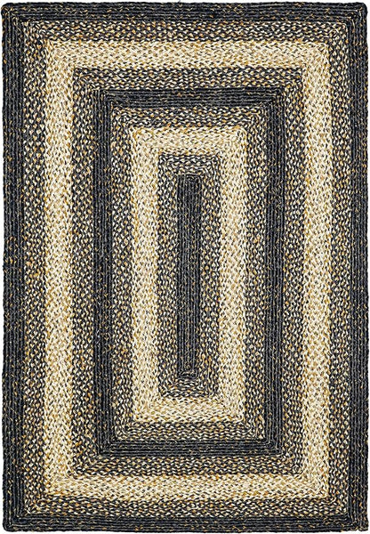 Traditional Jute Braided Runner Rug, Rustic Primitive Country Décor for Kitchen, Entryway, Hallway, Midnight Naturals, 2'6"X16'