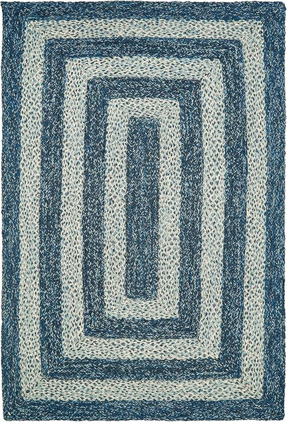 Traditional Jute Braided Runner Rug, Rustic Primitive Country Décor for Kitchen, Entryway, Hallway, Denim Blue, 2'6"X8'